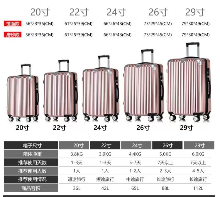 行李箱尺寸对照表，行李箱尺寸怎么测量？
